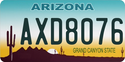 AZ license plate AXD8076