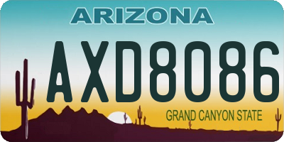 AZ license plate AXD8086