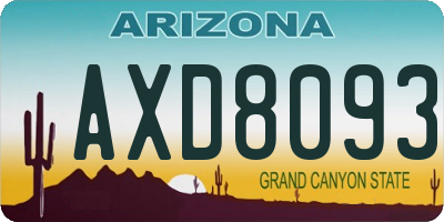 AZ license plate AXD8093
