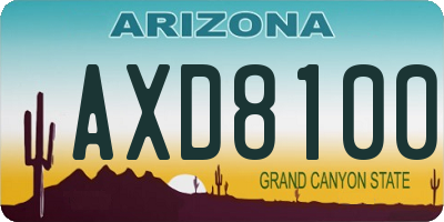 AZ license plate AXD8100