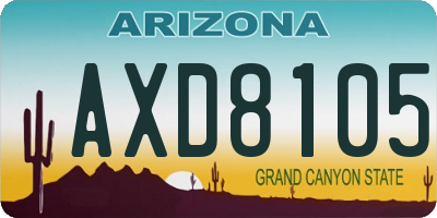 AZ license plate AXD8105