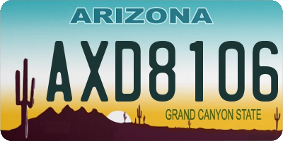AZ license plate AXD8106