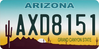 AZ license plate AXD8151