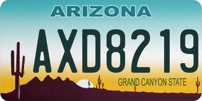 AZ license plate AXD8219