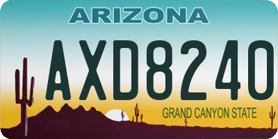 AZ license plate AXD8240