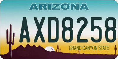 AZ license plate AXD8258