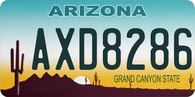 AZ license plate AXD8286