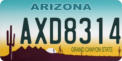 AZ license plate AXD8314