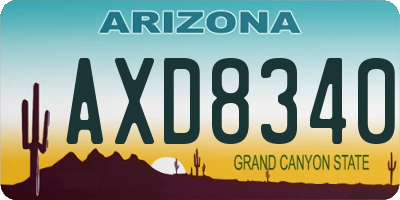 AZ license plate AXD8340