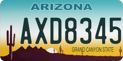 AZ license plate AXD8345