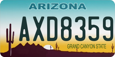 AZ license plate AXD8359