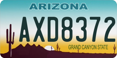 AZ license plate AXD8372