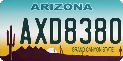 AZ license plate AXD8380