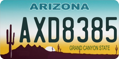 AZ license plate AXD8385