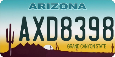 AZ license plate AXD8398