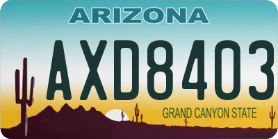 AZ license plate AXD8403