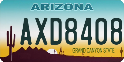 AZ license plate AXD8408
