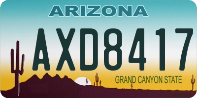 AZ license plate AXD8417