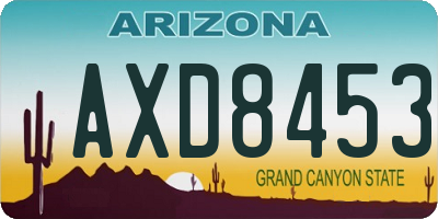 AZ license plate AXD8453