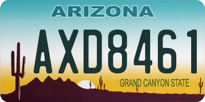 AZ license plate AXD8461
