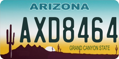 AZ license plate AXD8464