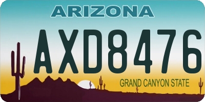 AZ license plate AXD8476