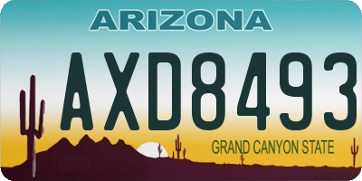 AZ license plate AXD8493