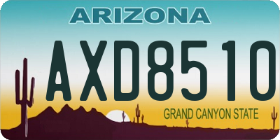 AZ license plate AXD8510
