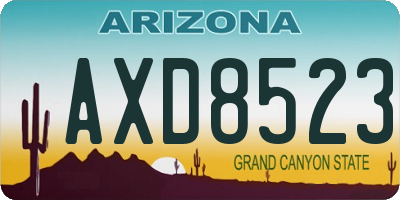 AZ license plate AXD8523
