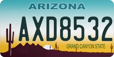 AZ license plate AXD8532