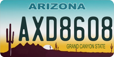 AZ license plate AXD8608