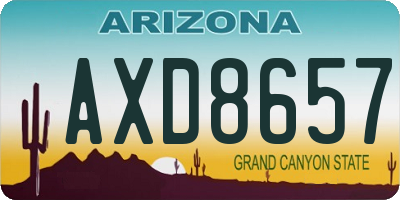 AZ license plate AXD8657