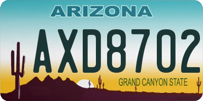 AZ license plate AXD8702