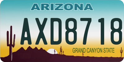 AZ license plate AXD8718