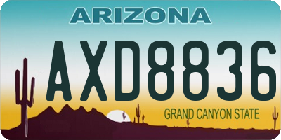 AZ license plate AXD8836