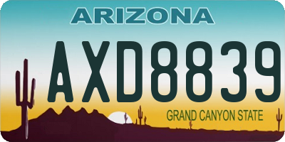AZ license plate AXD8839