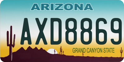 AZ license plate AXD8869