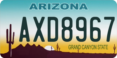 AZ license plate AXD8967