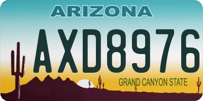 AZ license plate AXD8976