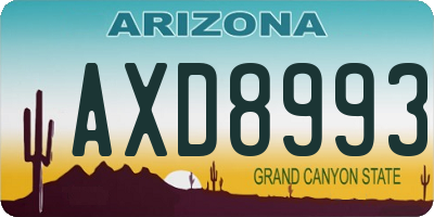 AZ license plate AXD8993