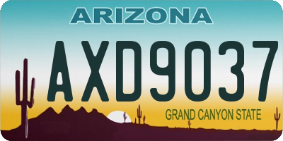 AZ license plate AXD9037