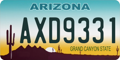 AZ license plate AXD9331