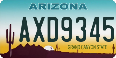 AZ license plate AXD9345