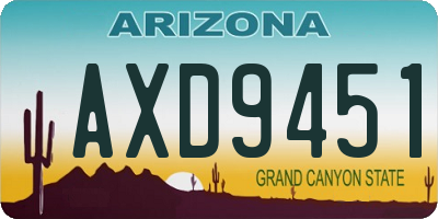 AZ license plate AXD9451