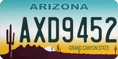AZ license plate AXD9452