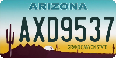 AZ license plate AXD9537