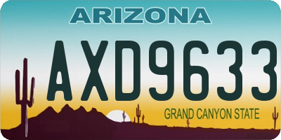 AZ license plate AXD9633