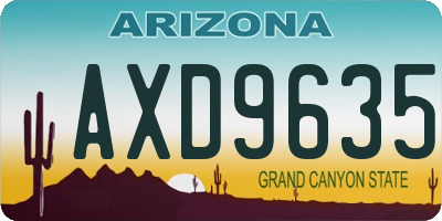 AZ license plate AXD9635