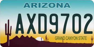 AZ license plate AXD9702