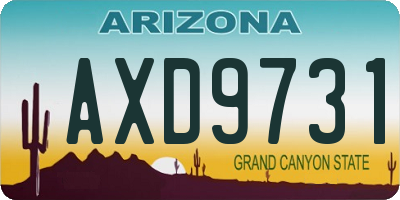 AZ license plate AXD9731